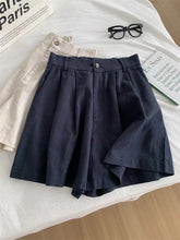 Load image into Gallery viewer, Boho Linen Blend Pleated Shorts Wide Leg Shorts with Pockets
