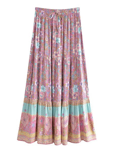 Blue Floral Print ,Beach Bohemian Skirt,Boho Skirts