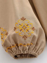 Load image into Gallery viewer, Lantern Sleeve , Floral Embroidered Linen Cotton Blouse,Loose Boho Shirt
