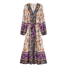 Load image into Gallery viewer, Elegant Floral Print ,Bohemian Maxi Dress ,Holiday Boho Dress
