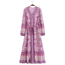 Load image into Gallery viewer, Floral Print ,Breasted Bohemian Maxi Dress, Boho Dress Robe
