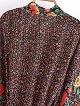 Load image into Gallery viewer, Floral Bohemian Kimono ,Boho Robe ,Bikini Cover-ups

