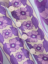 Load image into Gallery viewer, Purple Floral Print ,Button V-neck ,Boho Dress
