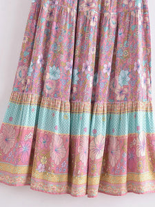 Blue Floral Print ,Beach Bohemian Skirt,Boho Skirts