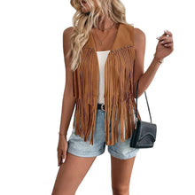 Load image into Gallery viewer, Sleeveless Fringe Jacket ,Cowgirl Tassel Vest ,Faux Suede Tassel Waistcoat
