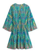 Load image into Gallery viewer, Wild Floral Print,Bohemian Mini Dresses ,Holiday Boho Dress
