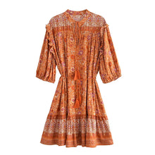 Load image into Gallery viewer, Mini Dress, Boho Dress,Brown Floral Print
