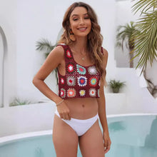 Load image into Gallery viewer, Hollow Out Tank Tops, Bohemian Vest,Rainbow Tassel Knitted Camis
