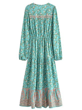 Load image into Gallery viewer, Bohemian Maxi Dresses ,Green Floral ,Summer Boho Dress
