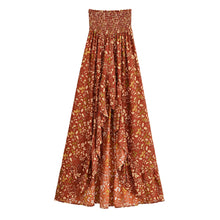 Load image into Gallery viewer, Floral High Low Maxi Skirt Ruffle  A-Line Skirt  Ethnic Print Skirt
