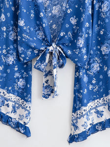 Wild Floral Print ,Boho Kimono,Bikini Cover-ups