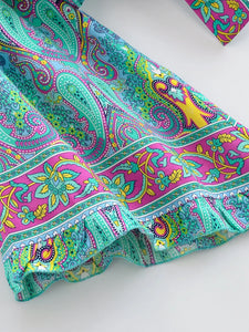 Wild Floral Print ,Short Kimono ,Bikini Cover-ups