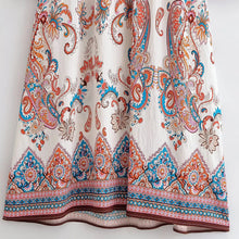 Load image into Gallery viewer, Vintage Floral Printed Women Tie Neck Lantern Sleeve Beach Holiday Maxi Dress
