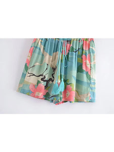 Crane Floral Print ,Bohemian Short  ,Summer Boho Shorts