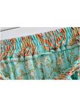 Load image into Gallery viewer, Green Floral Print Bohemian Wide Leg Pants Boho Trousers
