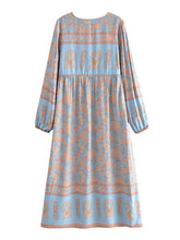 Load image into Gallery viewer, Grey Floral Print,Bohemian Maxi Dress,Boho Dress

