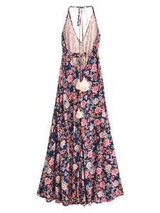 Wild Floral ,Open Back,Strapless Boho Dress