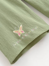 Load image into Gallery viewer, Floral Butterfly Embroidery ,Bohemian Wide Leg Pants ,Boho Trousers
