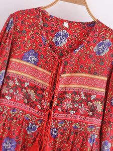 Lace-up Tassel,Bohemian Dress,Boho Dress Robe