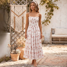 Load image into Gallery viewer, Floral Print Maxi Dress Boho Strap Tiered Dress Vacation Robe
