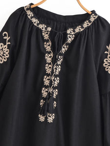 Floral Embroidery, Linen Cotton  Shirts ,Boho Shirt