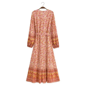 Elegant Floral Print ,Bohemian Maxi Dress ,Holiday Boho Dress