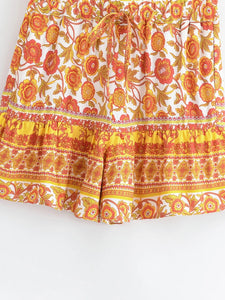 Peacock Floral ,Bohemian Short with Pockets ,Boho Shorts