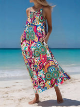 Load image into Gallery viewer, Floral Print, Backless Sexy Maxi Dress,Boho Dress with Pockets
