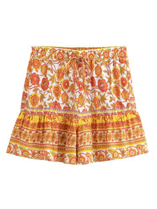 Peacock Floral ,Bohemian Short with Pockets ,Boho Shorts