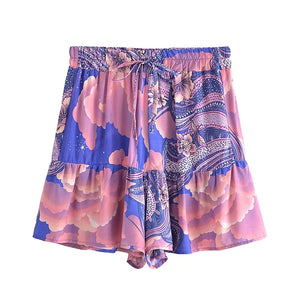 Star and Moon Print ,Bohemian Short ,Boho Shorts