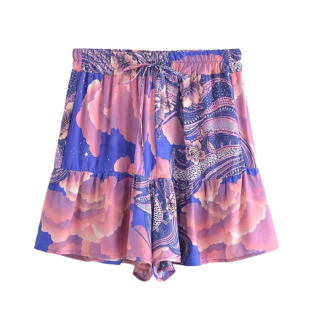 Star and Moon Print ,Bohemian Short ,Boho Shorts