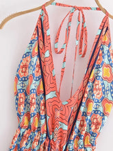 Load image into Gallery viewer, Geometric Print , Backless Sexy Maxi Dress ,Boho Dress
