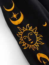 Load image into Gallery viewer, Star Moon Embroidery, Linen Cotton Blouse,Lace-up Tassel Boho Shirts
