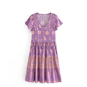 Floral print , Bohemian mini dress,Boho dresses