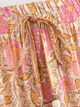 Load image into Gallery viewer, Pink Floral Tiered Boho Maxi Skirt - Elastic Waist Tassel
