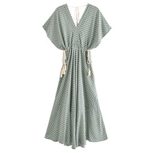 Load image into Gallery viewer, V-neck Tassel Print, Bohemian Maxi Dresses, Cotton Boho Dress
