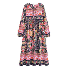 Load image into Gallery viewer, Boho Dress, Bohemian Maxi Dress,Multi Floral print
