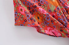 Load image into Gallery viewer, Red Floral  Bohemian Maxi Dress，Rayon Cotton Beach Boho Dress
