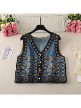 Load image into Gallery viewer, Denim Embroidery ,Suspender Vest ,Sequin Vest Waistcoat
