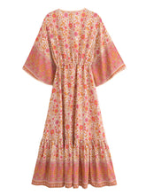 Load image into Gallery viewer, Pink Floral,Maxi Dress, Boho Dress Kaftan
