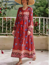 Load image into Gallery viewer, Lace-up Tassel,Bohemian Dress,Boho Dress Robe
