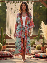 Load image into Gallery viewer, Bikini Cover-Ups,Boho Kimono Robe,Peacock Floral Print
