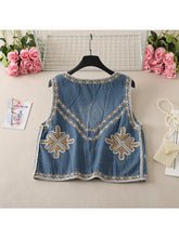 Load image into Gallery viewer, Denim Embroidery ,Suspender Vest ,Sequin Vest Waistcoat
