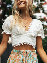 Load image into Gallery viewer, White Lace Hollow Out ,Bohemian Blouses , Boho Shirts
