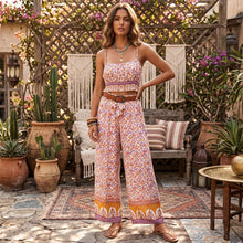 Load image into Gallery viewer, Boho Sets, Pink Floral Print ,Pants and Tops
