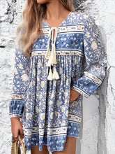 Load image into Gallery viewer, Mini Dress, Boho dress, Porcelain Floral Print
