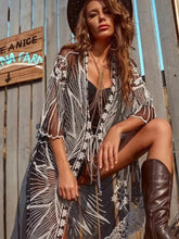 Load image into Gallery viewer, Sunflower Sexy See-through Lace Beach Kimono
