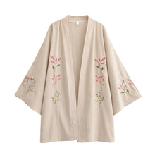 Load image into Gallery viewer, Flowers and Bees Embroidery, Beach Bohemian Kimono,Boho Bikini Cover-ups
