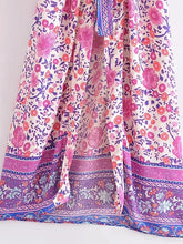 Load image into Gallery viewer, Multi Floral Bohemian Kimono ,Boho Maxi Robe
