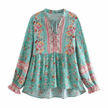 Load image into Gallery viewer, Boho Blouse, Vintage Blouse,Floral Print
